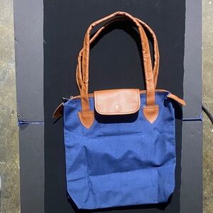 Elegant Navy and Tan Tote Bag